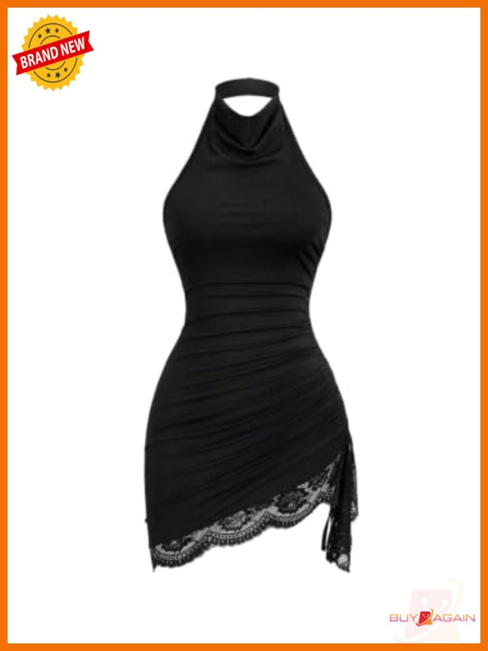 Women's Lace Halter Bodycon Mini Dress Backless Sleeveless Night Out Pencil